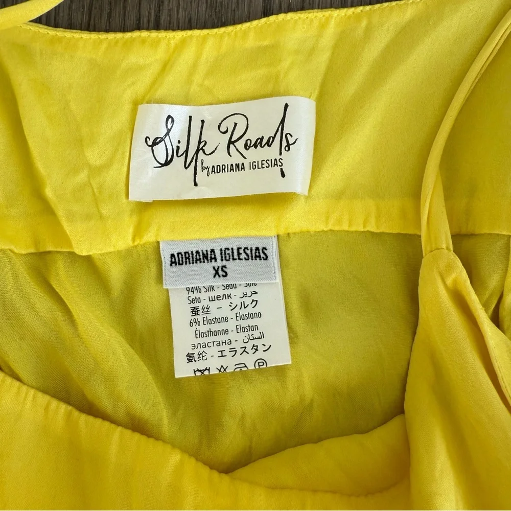 Adriana Iglesias Silk Road Silk Y2K Slip Dress Yellow Size XS - Could Fit Small - Picture 5 of 5